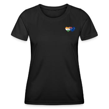 India Australia Flag Heart - Women's Functional T-Shirt - black - Front - AI Model Female 172 light (172cm)