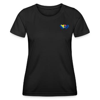 Bosnia Australia Flag Heart - Women's Functional T-Shirt - black - Front - AI Model Female 172 light (172cm)