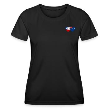 Chile Australien Flagge Herz - Frauen Funktions-T-Shirt - Schwarz - Vorne - AI Model Female 172 light (172cm)