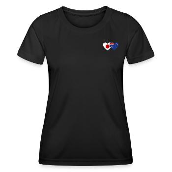 Japan Australia Flag Heart - Women's Functional T-Shirt - black - Front - AI Model Female 172 light (172cm)