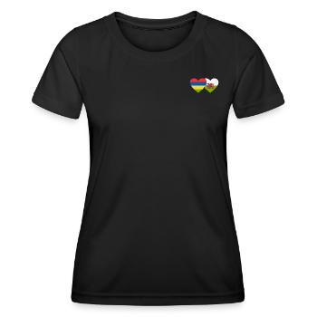 Mauritius Wales Flag Heart - Women's Functional T-Shirt - black - Front - AI Model Female 172 light (172cm)