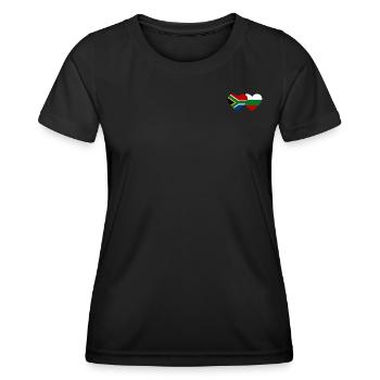 Afrique du Sud Bulgarie Flag Heart - T-shirt sport Femme - noir - Devant - AI Model Female 172 light (172cm)