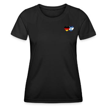 Deutschland Israel Flagge Herz - Frauen Funktions-T-Shirt - Schwarz - Vorne - AI Model Female 172 light (172cm)