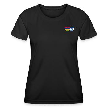 Mauritius Israel Flag Heart - Women's Functional T-Shirt - black - Front - AI Model Female 172 light (172cm)