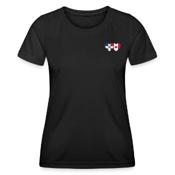 Dominikanische Republik Kanada Flagge Herz - Frauen Funktions-T-Shirt - Schwarz - Vorne - AI Model Female 172 light (172cm)