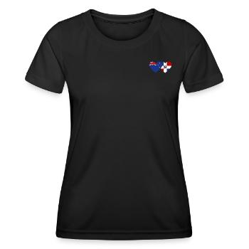 Neuseeland Dominikanische Republik Flagge Herz - Frauen Funktions-T-Shirt - Schwarz - Vorne - AI Model Female 172 light (172cm)