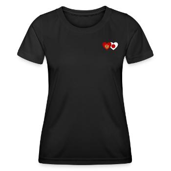 Montenegro Japan Flagge - Frauen Funktions-T-Shirt - Schwarz - Vorne - AI Model Female 172 light (172cm)