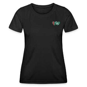 Türkmenistan Pakistan Flagge Herz - Frauen Funktions-T-Shirt - Schwarz - Vorne - AI Model Female 172 light (172cm)