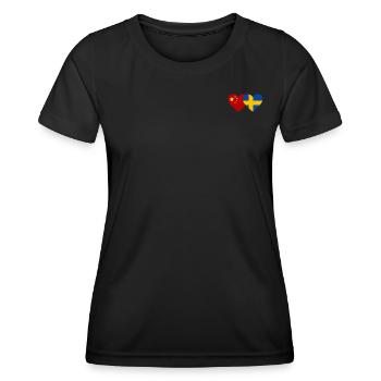 China Sweden Heart Flag - Women's Functional T-Shirt - black - Front - AI Model Female 172 light (172cm)
