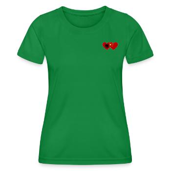 Albania China Heart Flag - Women's Functional T-Shirt - kelly green - Front - AI Model Female 172 dark (172cm)
