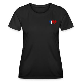 Frankreich Marokko Flagge Herz - Frauen Funktions-T-Shirt - Schwarz - Vorne - AI Model Female 172 light (172cm)