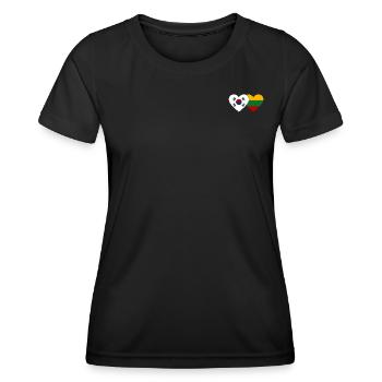 Südkorea Litauen Flagge Herz - Frauen Funktions-T-Shirt - Schwarz - Vorne - AI Model Female 172 light (172cm)