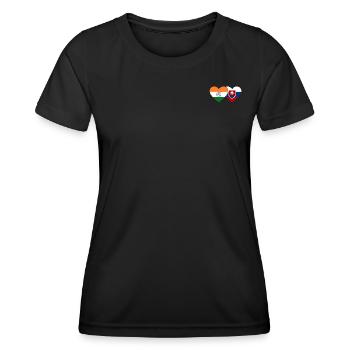 Indien Slowakei Flagge Herz - Frauen Funktions-T-Shirt - Schwarz - Vorne - AI Model Female 172 light (172cm)
