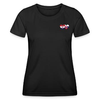 Kroatien Slowakei Flagge Herz - Frauen Funktions-T-Shirt - Schwarz - Vorne - AI Model Female 172 light (172cm)