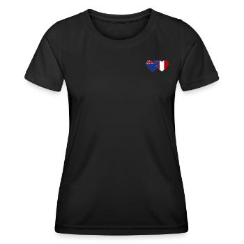 Nouvelle-Zélande Pérou Drapeau Coeur - T-shirt sport Femme - noir - Devant - AI Model Female 172 light (172cm)
