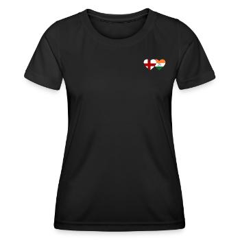 Angleterre Inde Drapeau Coeur - T-shirt sport Femme - noir - Devant - AI Model Female 172 light (172cm)
