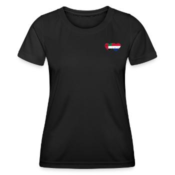 Émirats arabes unis Hollande Drapeau Coeur - T-shirt sport Femme - noir - Devant - AI Model Female 172 light (172cm)