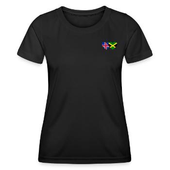 Island Jamaika Flagge Herz - Frauen Funktions-T-Shirt - Schwarz - Vorne - AI Model Female 172 light (172cm)