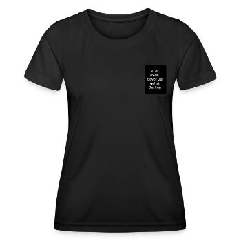 Küss mich bevor Du gehst,Darling weiß auf schwarz - Frauen Funktions-T-Shirt - Schwarz - Vorne - AI Model Female 172 light (172cm)