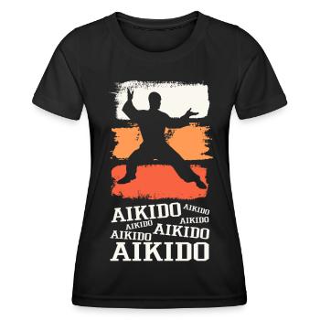 Aikido Kampfsport Kampfkunst Kämpfer Vintage Retro - Frauen Funktions-T-Shirt - Schwarz - Vorne - AI Model Female 172 light (172cm)