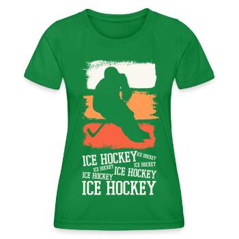 Eishockey Eishockeyspieler Spieler Vintage Retro - Frauen Funktions-T-Shirt - Kelly Green - Vorne - AI Model Female 172 dark (172cm)