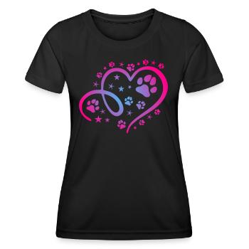 Herz mit Pfötchen und Sternen - Frauen Funktions-T-Shirt - Schwarz - Vorne - AI Model Female 172 light (172cm)