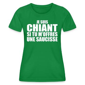 Mann, der liebt: Wurst. Lustiger Design-Humor - Frauen Funktions-T-Shirt - Kelly Green - Vorne - AI Model Female 172 dark (172cm)
