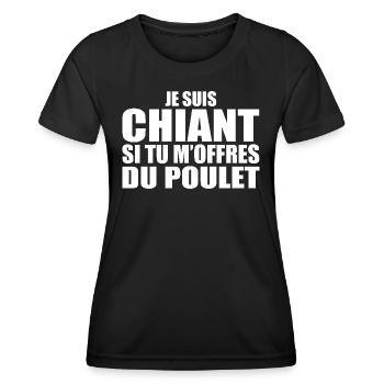 Man Who Adores: Chicken. Funny Design Humor - Women's Functional T-Shirt - black - Front - AI Model Female 172 light (172cm)