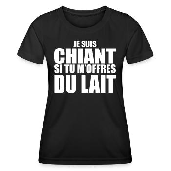 Mann, der liebt: Milch. Lustiger Design-Humor - Frauen Funktions-T-Shirt - Schwarz - Vorne - AI Model Female 172 light (172cm)