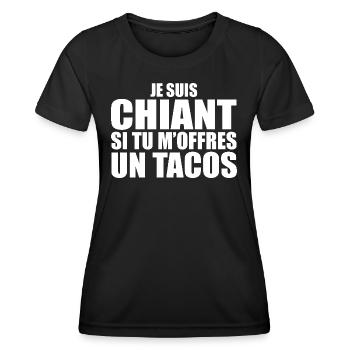 Man Who Loves: Tacos. Funny Design Humor - Women's Functional T-Shirt - black - Front - AI Model Female 172 light (172cm)