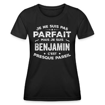 Benjamin Un Prénom, Une Histoire, Une Personnalité - T-shirt sport Femme - noir - Devant - AI Model Female 172 light (172cm)