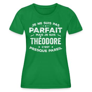 Théodore A first name, a story, a personality - Women's Functional T-Shirt - kelly green - Front - AI Model Female 172 dark (172cm)