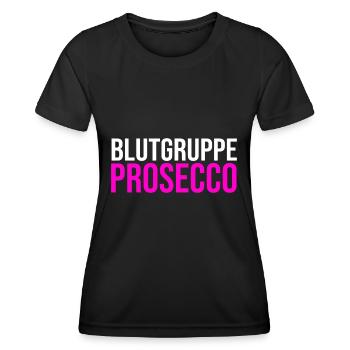Team Prosecco, Blutgruppe Prosecco - Frauen Funktions-T-Shirt - Schwarz - Vorne - AI Model Female 172 light (172cm)