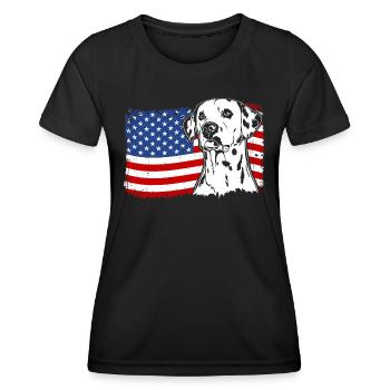 Dalmatiens Amérique Flag Dogs Wilsigns - T-shirt sport Femme - noir - Devant - AI Model Female 172 light (172cm)