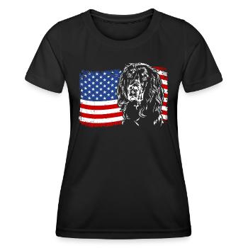 Gordon Setter Amérique Flag Dogs Wilsigns - T-shirt sport Femme - noir - Devant - AI Model Female 172 light (172cm)