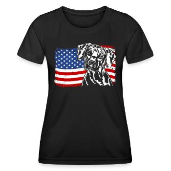 Rhodesian Ridgeback America Flag Dogs Wilsigns - Women's Functional T-Shirt - black - Front - AI Model Female 172 light (172cm)
