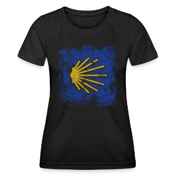 Camino - Camino de Santiago - Pèlerinage - Santiago - T-shirt sport Femme - noir - Devant - AI Model Female 172 light (172cm)