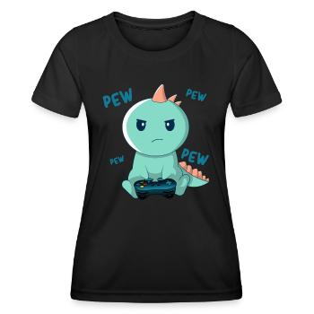 Gamer - Cute Gamer - Gamer Dino - Gamer Life - Frauen Funktions-T-Shirt - Schwarz - Vorne - AI Model Female 172 light (172cm)