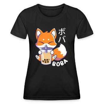 Fox - Cute Fox - Fluffy Fox - Boba Fox - Fox Lover - Women's Functional T-Shirt - black - Front - AI Model Female 172 light (172cm)