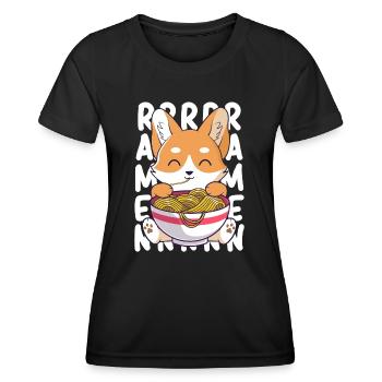 Corgi - Chiot Corgi - Chien Corgi - Corgi mignon - T-shirt sport Femme - noir - Devant - AI Model Female 172 light (172cm)