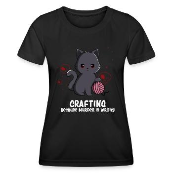 Crafting - Crafting Humor - Crafting Cat - Frauen Funktions-T-Shirt - Schwarz - Vorne - AI Model Female 172 light (172cm)