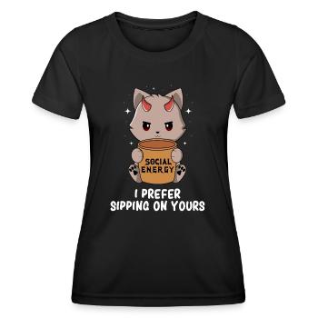 Introvert - Introvert Cat - Introvert Dark Humor - Frauen Funktions-T-Shirt - Schwarz - Vorne - AI Model Female 172 light (172cm)