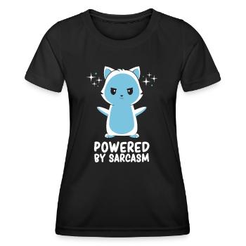 Chat - Chat idiot - Chat sarcastique - Sarcasme de chat - T-shirt sport Femme - noir - Devant - AI Model Female 172 light (172cm)
