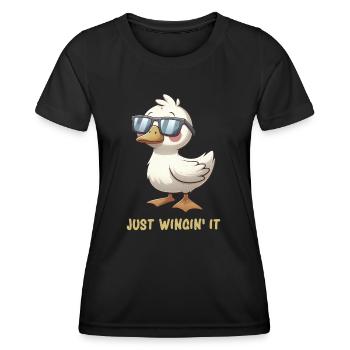 Oie - Oie drôle - Oie idiote - Oie mignonne - T-shirt sport Femme - noir - Devant - AI Model Female 172 light (172cm)