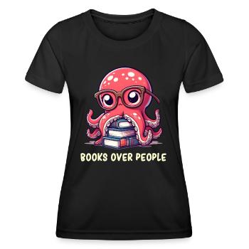 Livre Nerd Humour Introverti Sarcasme Pieuvre Lecture - T-shirt sport Femme - noir - Devant - AI Model Female 172 light (172cm)