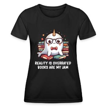 Reading - Book Reading - Reading Nerd - Narwhal - Frauen Funktions-T-Shirt - Schwarz - Vorne - AI Model Female 172 light (172cm)