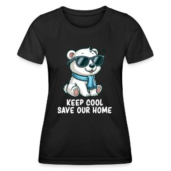 Changement climatique Réchauffement de la planète Jour de la Terre Ours polaire - T-shirt sport Femme - noir - Devant - AI Model Female 172 light (172cm)