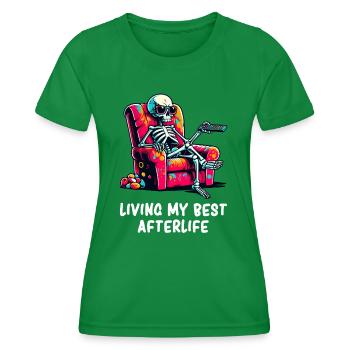 Skeleton - Skeleton Humor - Skeleton Dark Humor - Women's Functional T-Shirt - kelly green - Front - AI Model Female 172 dark (172cm)