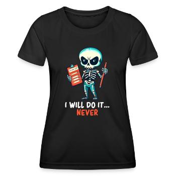 Skeleton - Skeleton Humor - Funny Skeleton - Frauen Funktions-T-Shirt - Schwarz - Vorne - AI Model Female 172 light (172cm)