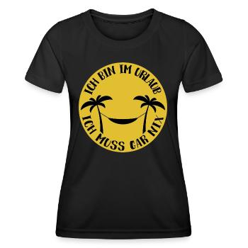 Ich bin im Urlaub, ich muss gar nix Hängematte - Frauen Funktions-T-Shirt - Schwarz - Vorne - AI Model Female 172 light (172cm)